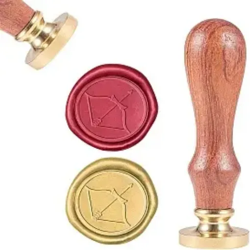 sello para estampar cera 25mms mango madera modelo arco flecha 0