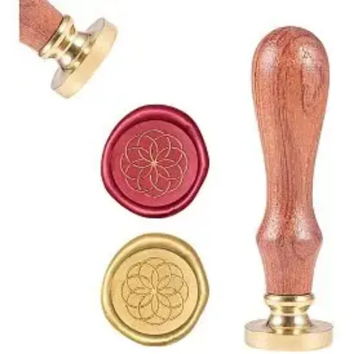 sello para estampar cera 25mms mango madera modelo mandala 0