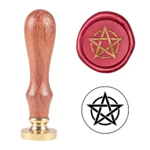 sello para estampar cera 25mms mango madera modelo estrella aro 0