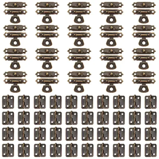 set herrajes broche bisagras tornillos metalicos para cajas baules x20 sets oro viejo 0