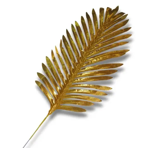 hoja artificial palmera 51cms color metalizado dorado 0