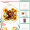 kit para bordar punto cruz 18cms incluye tela hilos agujas sin bastidor motivo impreso perro girasol 0