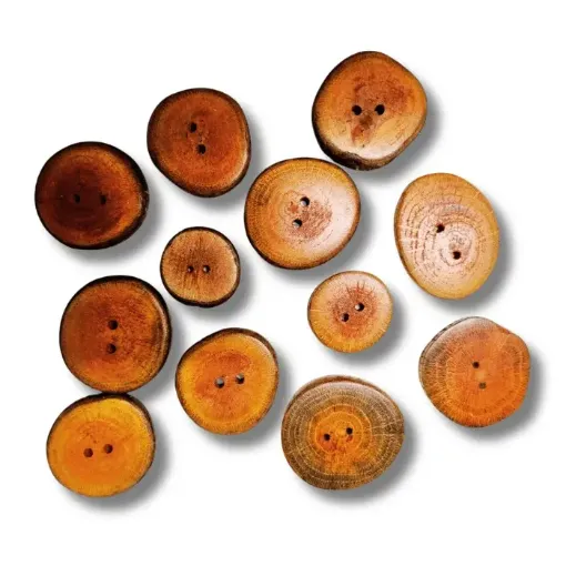 botones artesanales madera roble nacional medidas 2 5cms set x12 unidades color marron anaranjado 0