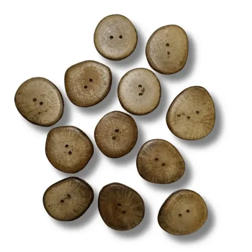 botones artesanales madera roble nacional medidas 2 5cms set x12 unidades color marron claro 0