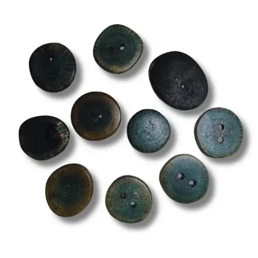 botones artesanales madera roble nacional medidas 2 5cms set x12 unidades color marron verdoso 0