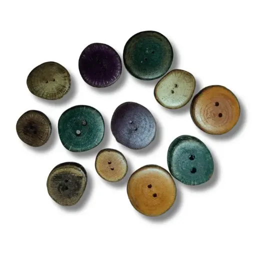 botones artesanales madera roble nacional medidas 2 5cms set x12 unidades colores surtidos 0