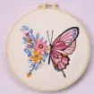 kit para bordar punto cruz 20cms incluye tela hilos agujas sin bastidor motivo mariposa rosa 0
