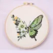kit para bordar punto cruz 20cms incluye tela hilos agujas sin bastidor motivo mariposa verde 0