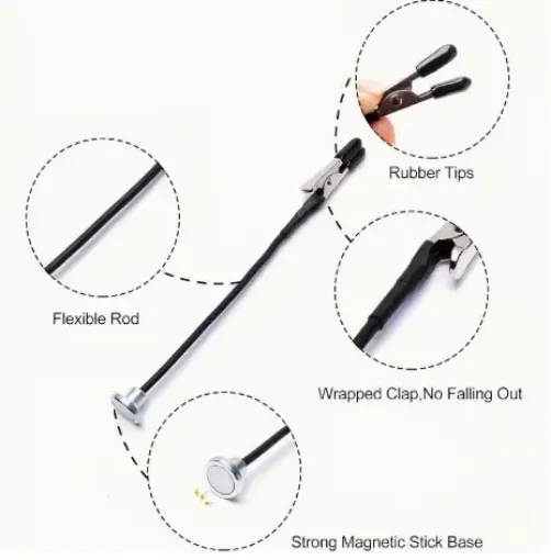 set 10 pinzas cocodrilo clip metalicos magneticos 12 5cms 0
