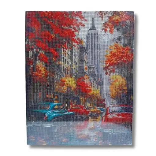 pintura diamantes 5d bastidor cuadrado 40x50cms motivo otono ciudad 0