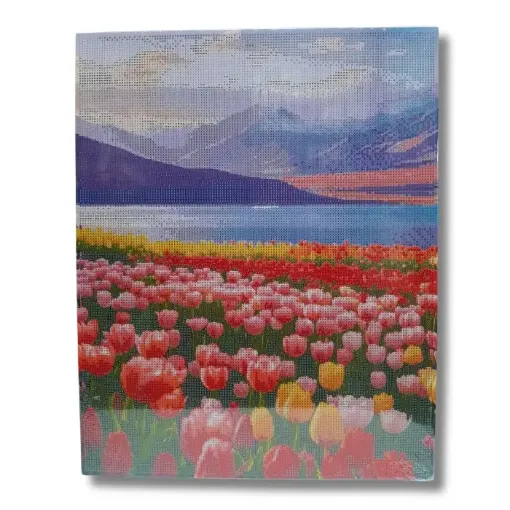 pintura diamantes 5d bastidor cuadrado 40x50cms motivo tulipanes 0
