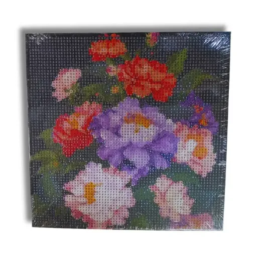 pintura diamantes 5d bastidor cuadrado 20x20cms motivo floral 0