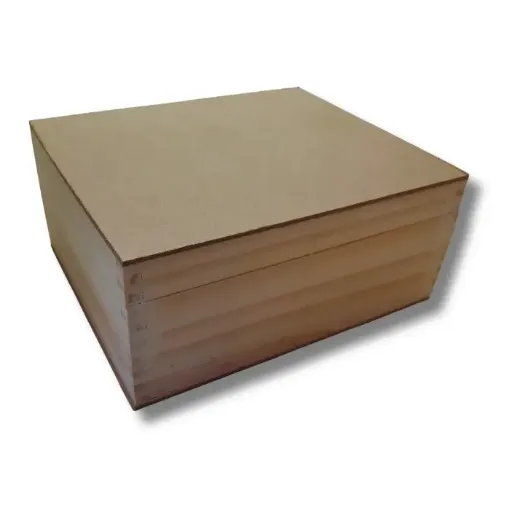 caja rectangular pino tapa mdf bisagras medida 22x18x10cms 0