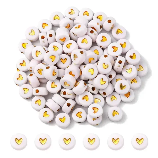 cuentas abalorios para bijouterie acrilico cubo 7x4mms corazno dorado x50 unidades 0