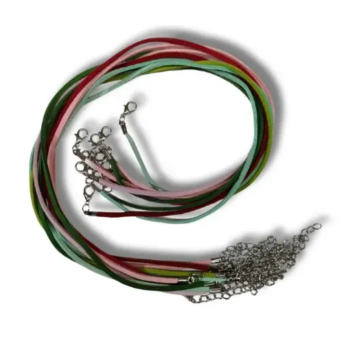 cordon tiento gamuza sintetica 2mms 45cms cadena broche por 10 unidades multicolor 0