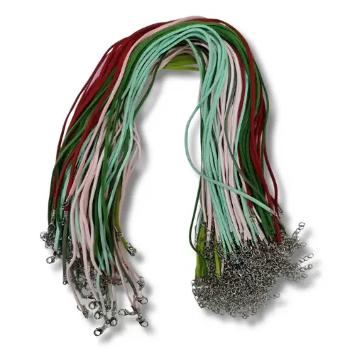 cordon tiento gamuza sintetica 2mms 45cms cadena broche por 100 unidades multicolor 0