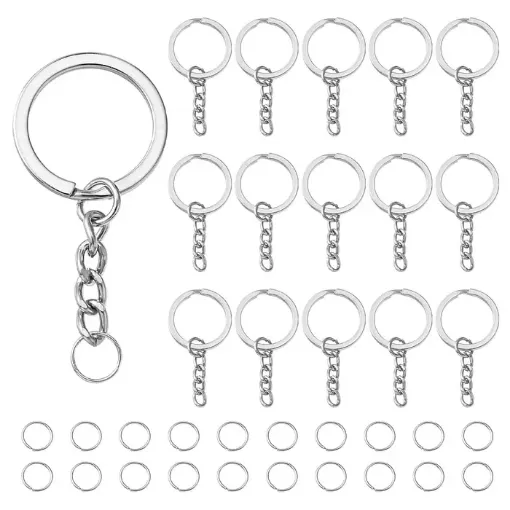 aro plano para llavero 25x2mms cadena arito por 50 unidades niquel platino 0