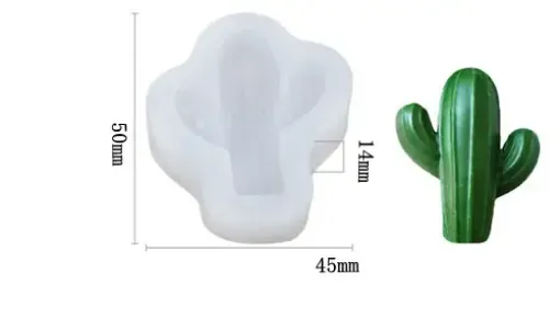 molde silicona grado alimenticio para resina epoxi masas motivo cactus 50x45x14mms 0