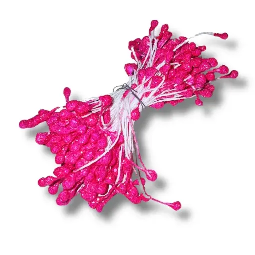 pistilos medianos escarcha glitter atado fucsia 0