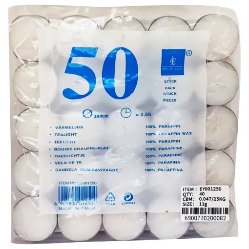 velas para hornito veladora blanca 3 8x3cms set 50 unidades 0