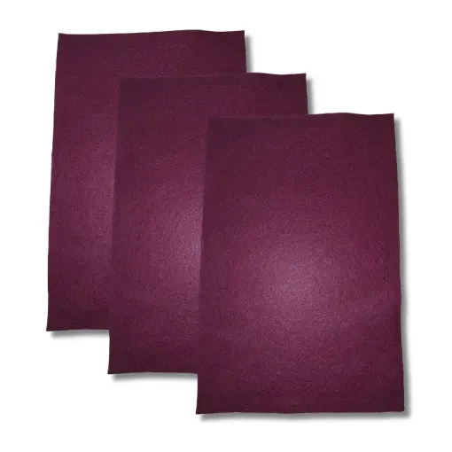 fieltro fino 1 5mms 23x30cms por 3 unidades color bordeaux 0