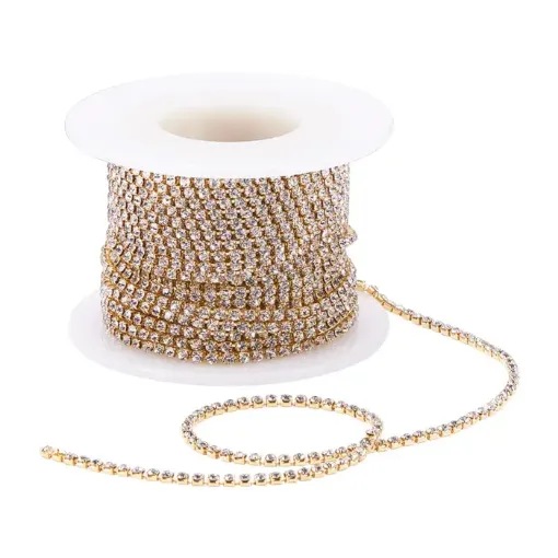 cadena strass cristal fondo base plateada 2mms ss6 por 9 metros 0