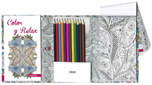 libro para pintar relajarse color terapia 12 lapices colores titulo disenos 0