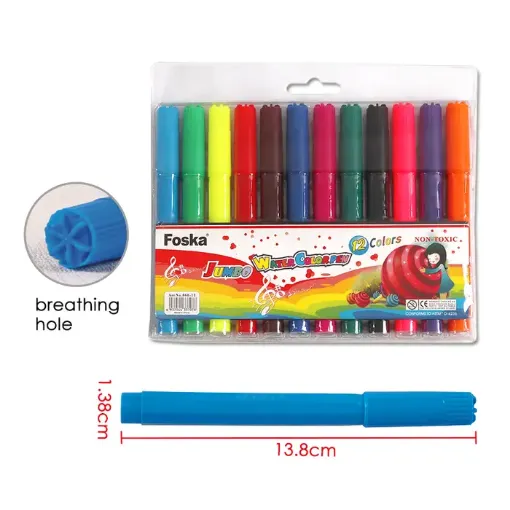 marcadores escolares gruesos jumbo al agua foska estuche 12 colores 0
