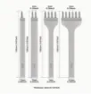 set herramientas para cuero acero x4 perforadoras espaciado 5mms 1 2 4 6 dientes 0