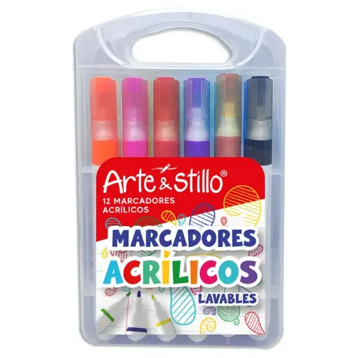 marcadores acrilicos pintura acrilica lavables arte stillo set 12 colores 0