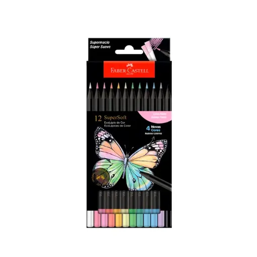 eco lapices color super soft faber castell caja 12 colores pastel 0