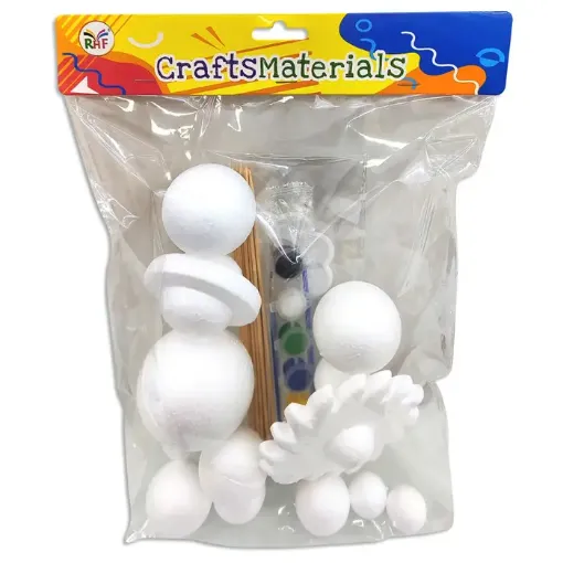set para hacer pintar el sistema solar incluye figuras espuma plast palitos pinturas 0