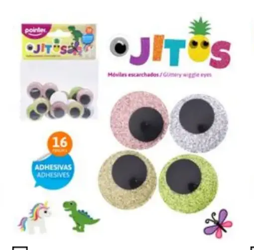 ojitos plasticos moviles glitter medida 25mms pointer por 12 unidades colore surtidos 0