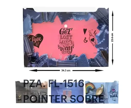 sobre portadocumentos pvc broche pointer medida a4 32x30cms variedad motivos 0