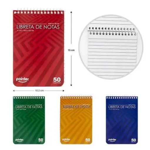 libreta anillada notas apuntes renglones pointer 10 2x15 2cms 0