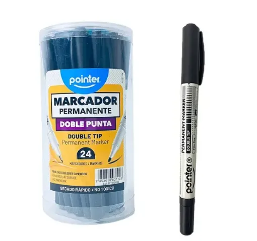 marcador permanente doble punta pointer pta redonda fina gruesa color negro 0