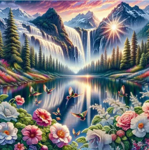 pintura diamantes 5d bastidor cuadrado 20x20cms motivo mountain 0