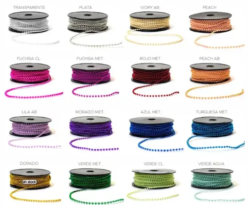 guia ribete perlas 3mms por 5mts variedad colores 0