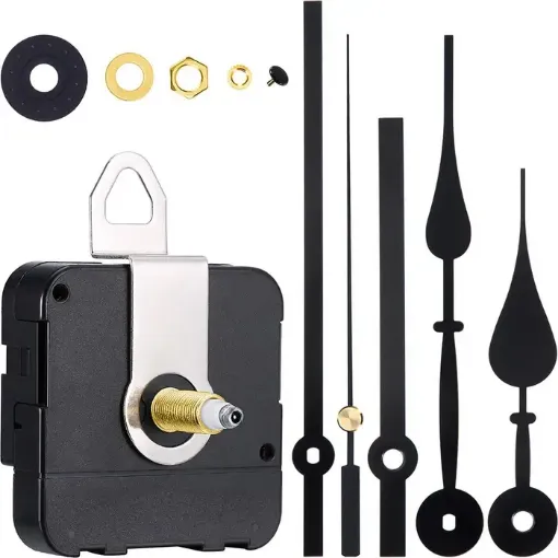 maquina reloj segundero continuo perno largo 23mms 2 juegos agujas largas 0