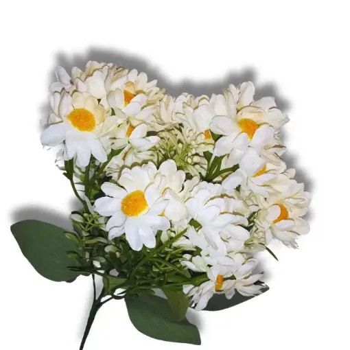 ramo flores artificiales margaritas x5 conf ollaje medida 33cms color blanco 0