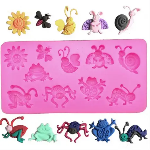molde silicona grado alimenticio para resina epoxi porcelana modelo insectos medida 108x54x9mms 0