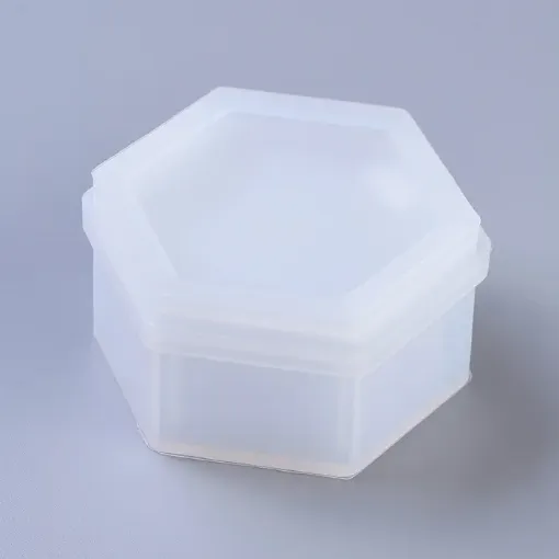molde silicona para resina epoxi modelo caja potiche hexagonal tapa medida 80x90x37mms 0