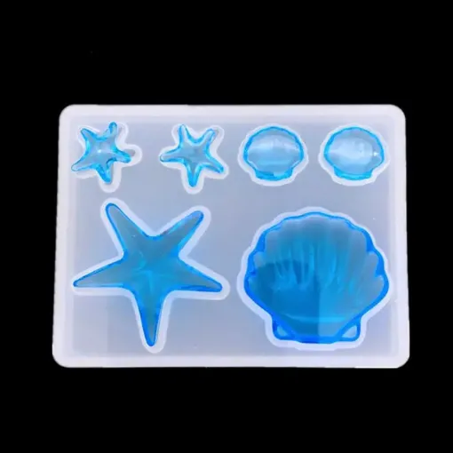 molde silicona para resina masas porcelana modelo estrellas conchas mar 85x61mms 0