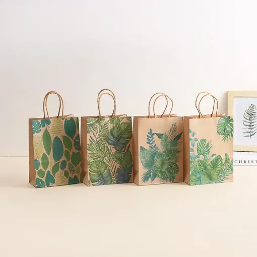 bolsa papel regalo kraft motivos nature medida 21x15x8cms por unidad 0