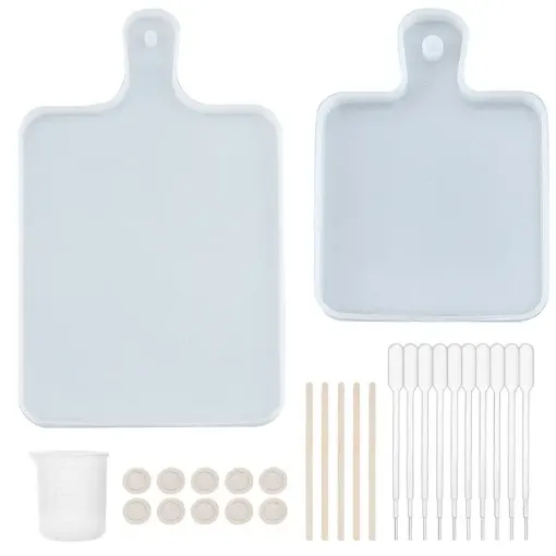 set 2 moldes silicona para resina epoxi motivo 2 tablas cocina 146x105mm 335x203mm accesorios 0