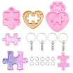 set 4 moldes silicona para resina epoxi motivo llaveros rompecabezas x4 accesorios 0