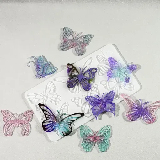 molde silicona para resina epoxi masas motivo mariposas 6cms x6 medida 134x242x6 5 mms 0