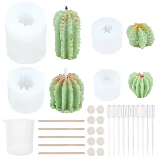 set 4 moldes silicona para resina epoxi velas motivo cactus x4 modelos accesorios 0