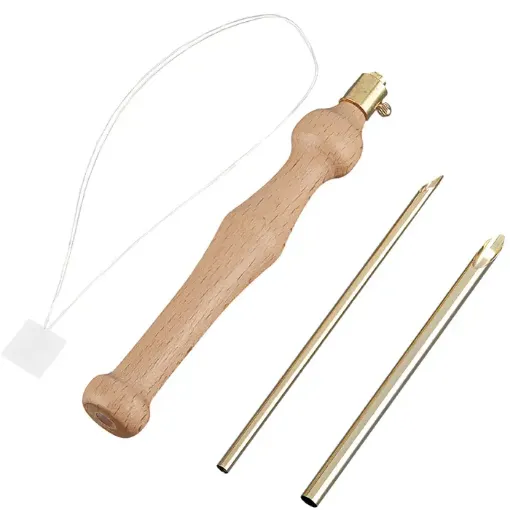 aguja para bordado punto cruz punch needle mango madera 2 puntas intercambiables 3mm 5 5mms 0