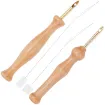 set 2 agujas punzonadoras para bordado punto cruz punch needle medida 3mms mango madera 20cms 0